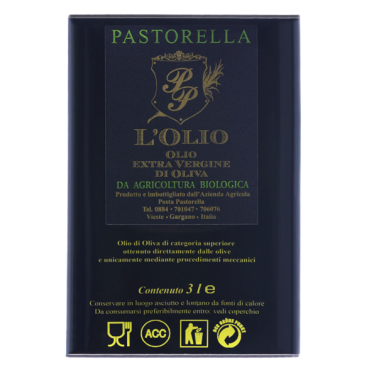 Pastorella - Olio Extravergine di Oliva 100% Italiano BIO - 3litri